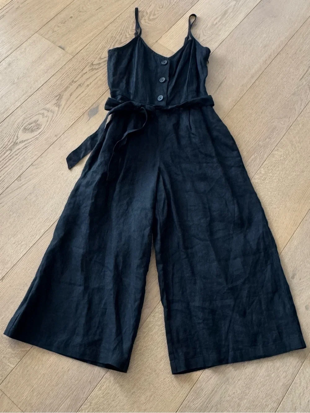Gap Black 100% Linen Wide Leg Cami Jumper Size XSmall NWT